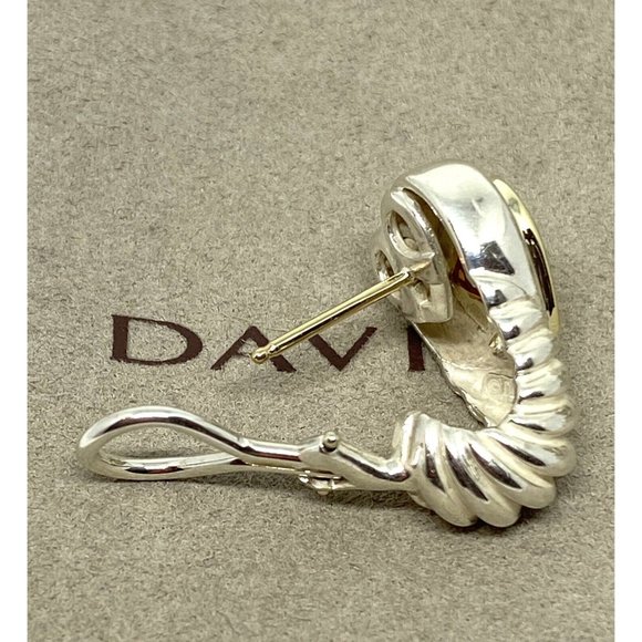 David Yurman Heart Citrine Shrimp Sterling Silver 14K Gold French Clip Earrings - Picture 10 of 12
